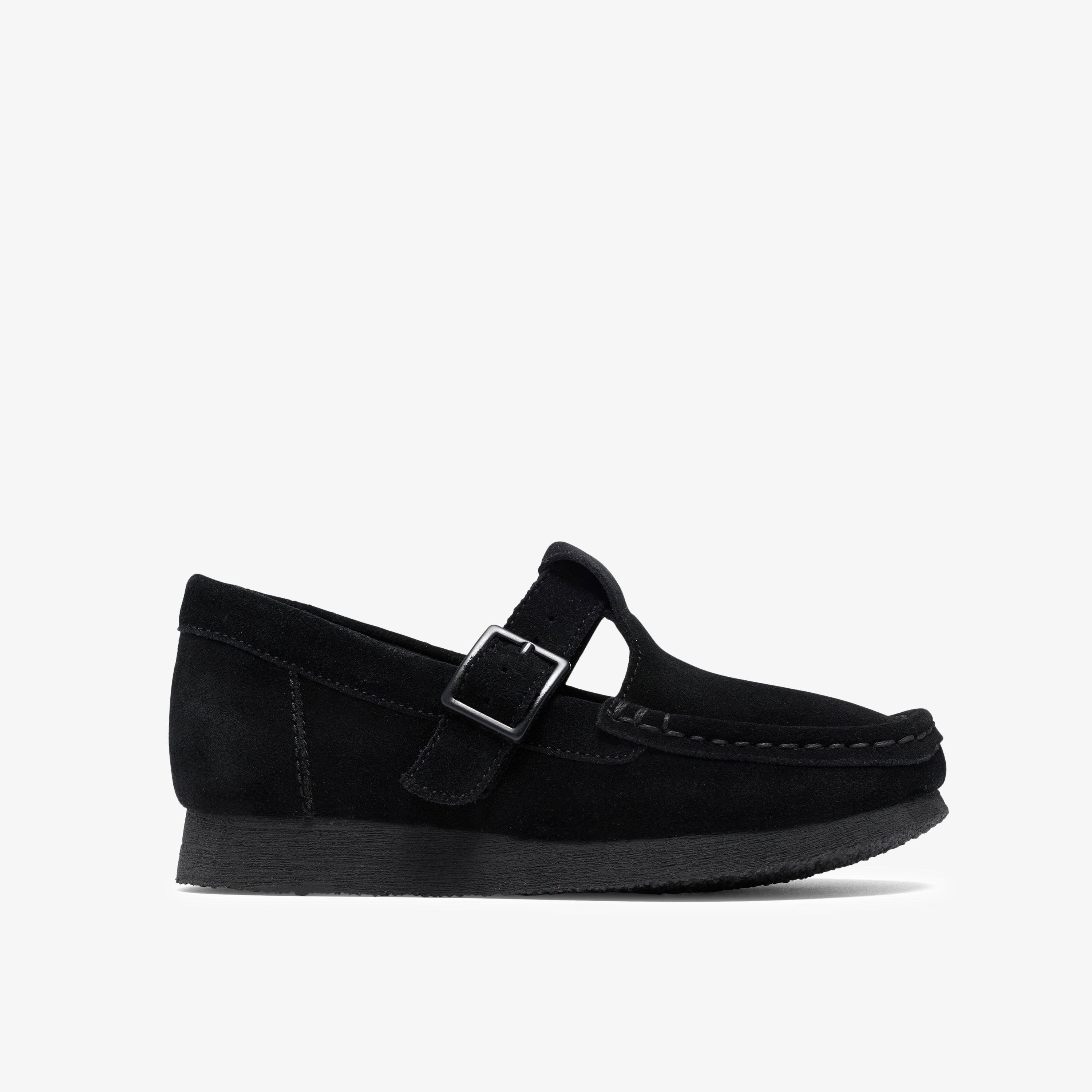 Wallabee T Bar Big Kids Black Suede