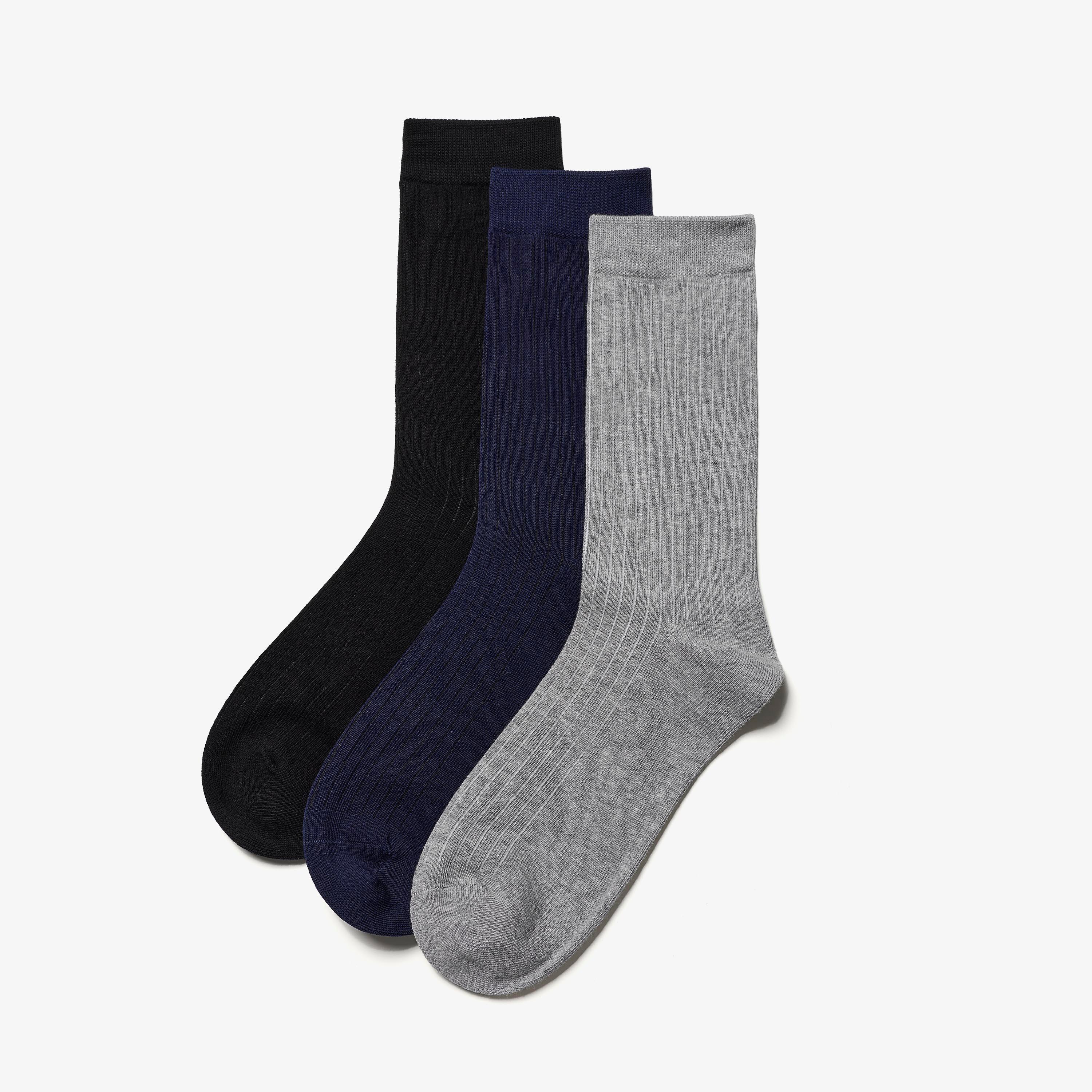 3 Pack Crew Socks Black Multi