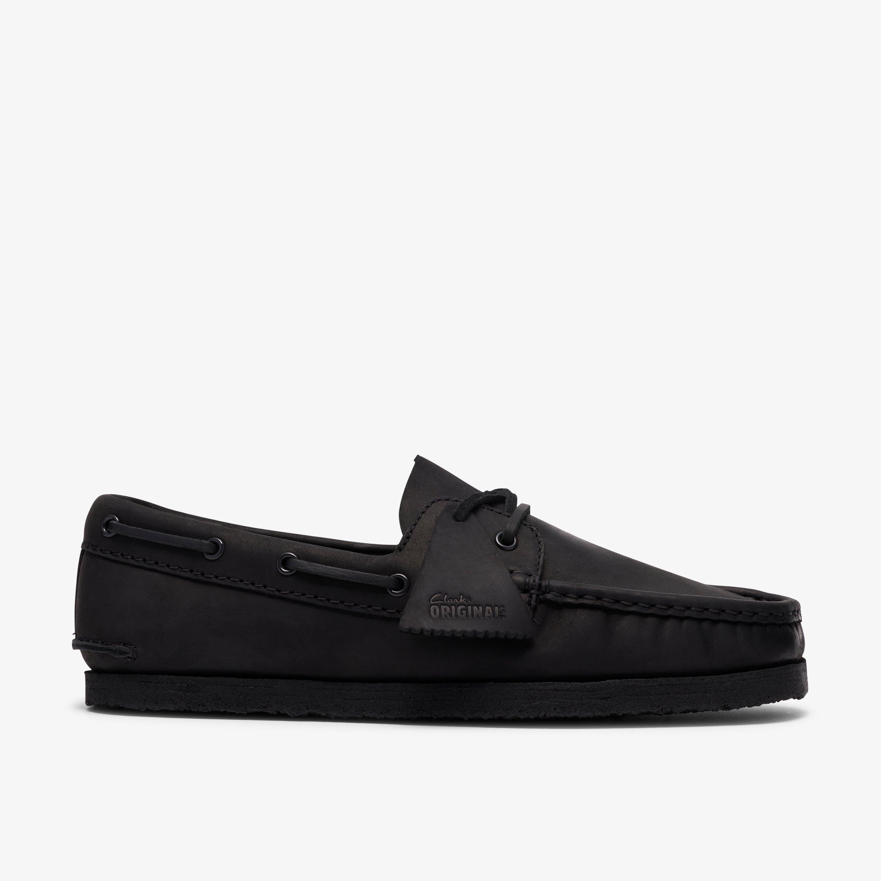 Godney Boat Black Leather